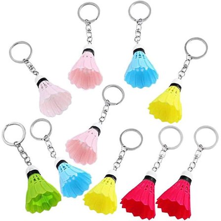 10 stk. fargerike miniatyr badminton-nøkkelringer Sportsball dekorative nøkkelringer/tilfeldig farge