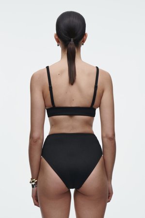 COS Women's Slip Bikini In Tessuto A Coste A Vita Alta Bag in Nero