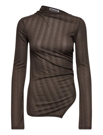 Weekday Asymmetric Long Sleeve Top - Brown - S