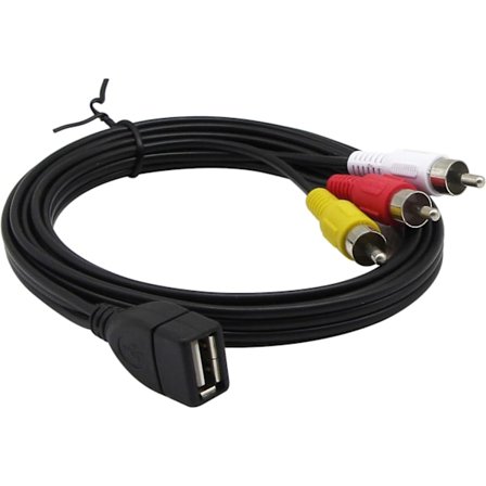 USB till 3RCA-kabel, 5ft USB 2.0 hona typ A till 3 RCA hane kontakt, komposit ljudvideo AV-adapterkabel för TV/Mac/PC
