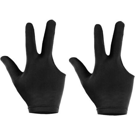 Biljardhandskar 2 st Tre fingrar Snooker Cue Hand Cover Spandex Lycra för vänster och höger hand-Svart