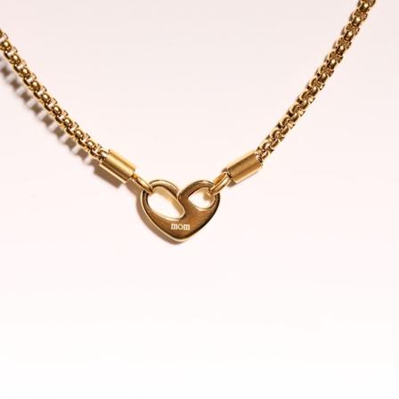 Rustfrit Stål Kærlighed Halskæde Hængende Mama Halskæde Dobbelt Side Kærlighed Valentinsdag Smykker Oven Vakuum Plating 18K Mom (Golden Love)