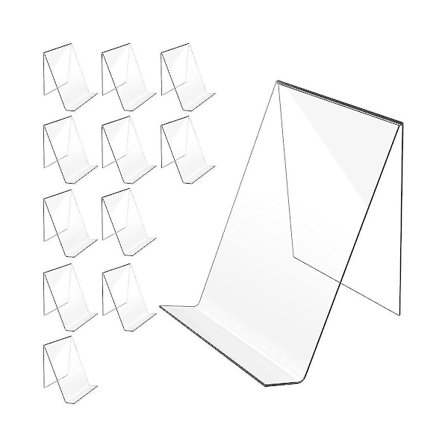 12-pakks Akryl Bokstativ, Klar Bokutstilling Staffeli, Akryl Bokstativ Holder for Visning av Tegneserier