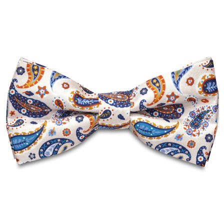 Virtuo | Ivory Paisley Silk Pre-tied Bow Tie for Men - Pre-tied bow ties