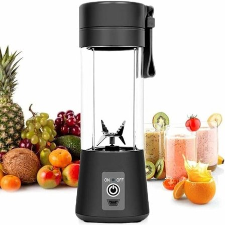 Personlig Blender, Bærbar Blender Kop Elektrisk Frugt Blender USB Juice Blender, Genopladelig, 6 3D Blade Til Suveræn Blanding, 380 ml Sort