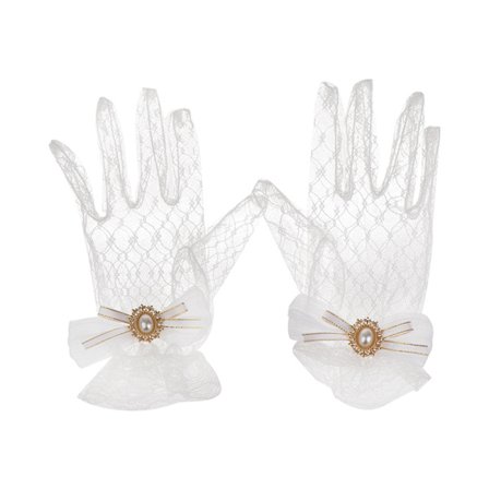 Girl Black White Lace Handves Girl Lolita Mesh Bow Flower Lace G