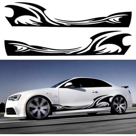2 stk. 82'' bilkarosseri sideklistermærker flamme racing sportsstribe klistermærke