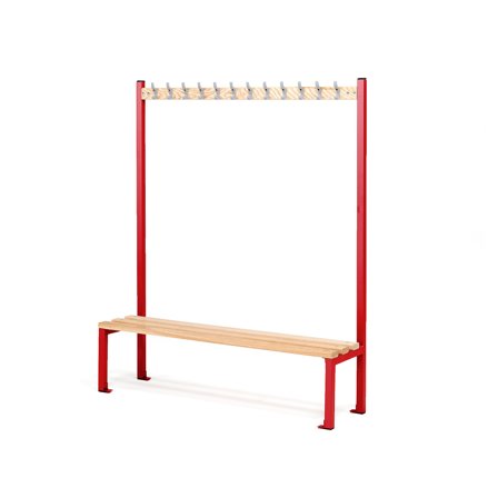 Bench + hook rail ELITE, 12 hooks, 1500x400x1800 mm, yellow