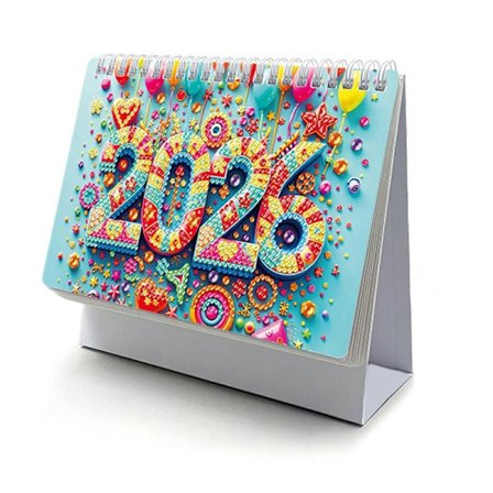 DIY Diamant Maleri Kalender 2026, Bordkalender til Hjemmekontor, Tegneserie Diamant Maleri Kunst Sæt Gave til Børn Voksne