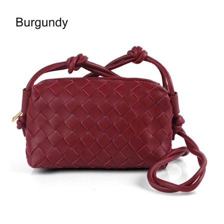 Crossbody-taske til kvinder PU-flettet BURGUNDY