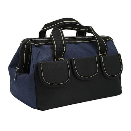 13 tums verktygsväska Oxfordtyg Multifunktionell Vattentät Bred Öppning Handväska för Hem Verktygsbutik Svart Blå