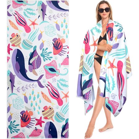 Suuri rantapyyhe, 70cmx150cm rantalakana, mikrokuitupyyhe, hiekkaa hylkivä nopeasti kuivuva rantapyyhe rannalle/uima-altaalle/rantatuoleille (