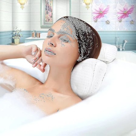 Badekudde Spa Badekar Ergonomisk For Nakke Hode Skuldre Puter Støttepute Hodestøtte Luksuriøs Myk 3D Mesh A-bone-White