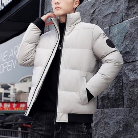 Enfärgad Dragkedja För Herr Ytterkläder Stand Up Collar Thicken Jacket