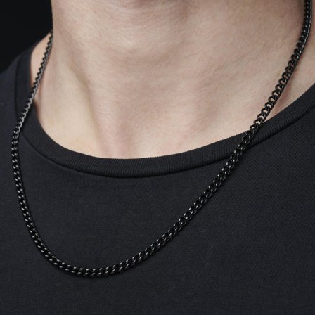 Collar con eslabones negros de 4 mm para hombres - Collares acero