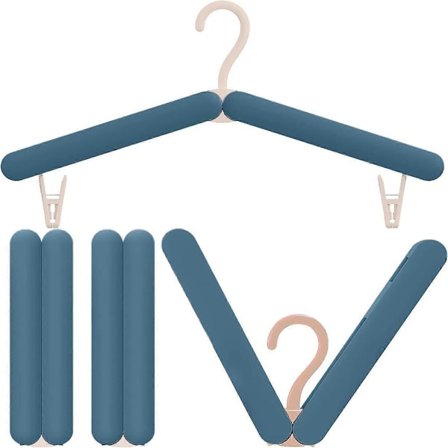 Rejsebøjler med clips, sæt med 4, frakkebøjler - pladsbesparende foldbare bøjler, tøjklemmer til sokker, bukser, lange bukser