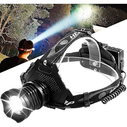 Led-otsalamppu, ladattava, P70 Led Super Bright Headlight 90000 Lumenia, 6 tilaa, zoomaus, Ipx6 vedenpitävä, 90 säädettävä otsalamppu - Snngv