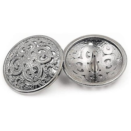 Sæt med 10 Åbne Metal Knapper til Frakke eller Jakke i Retro Stil, Sølv, 15 Mm