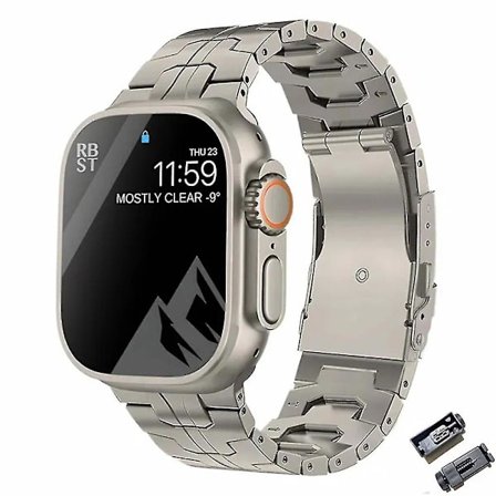 Luksuriøs Titanium Rem Kompatibel Med Apple Watch Band Ultra 49mm 45mm 44mm 41mm 3 -HG