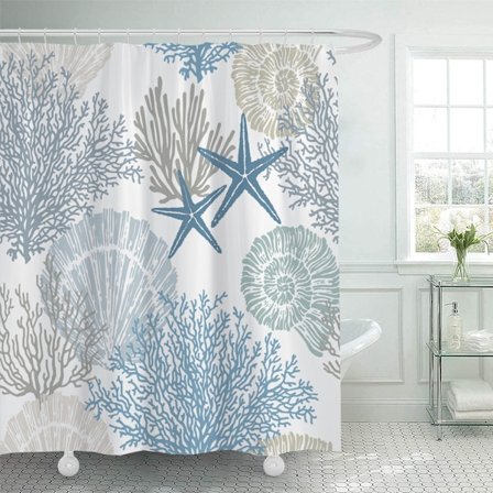 Duschdraperi Vattentät Tvättbar 3D Tryckt Hav Duschdraperi Polyestertyg Badrum Duschdraperi med 12 Krokar Badgardin 180x180cm för