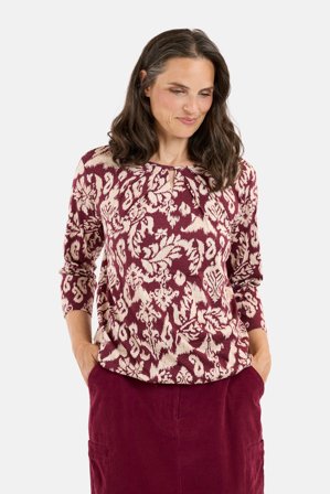 SIGNATURE - 3/4 Ærmet T-shirt - Bordeaux Mix - Mønstret