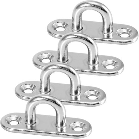 4 stk. vægkroge til at skrue på, knager i rustfrit stål i U-form