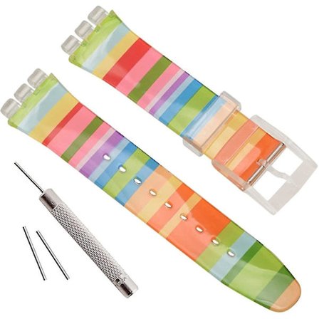 Vattentät ersättningsarmband i silikon till Swatch (17 mm 19 mm 20 mm) (17 mm, Iridescent)