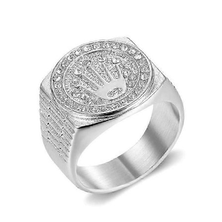 Ring For Mænd Hip Hop Sølv Kongekrone Knust Hjerte Fingerring