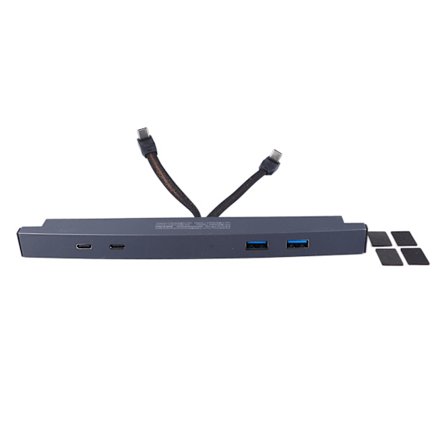 USB-hub Lang og Slank Multifunksjonell Grå Bærbar USB-dokkestasjon Erstatning for Tesla Model 3 Y