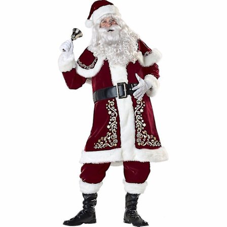 Plus Size Deluxe Fløjl Voksen Julekostume Cosplay Par Santa Claus Tøj Fancy Dress Juleuniform Dragt Til Mænd Kvinder-e