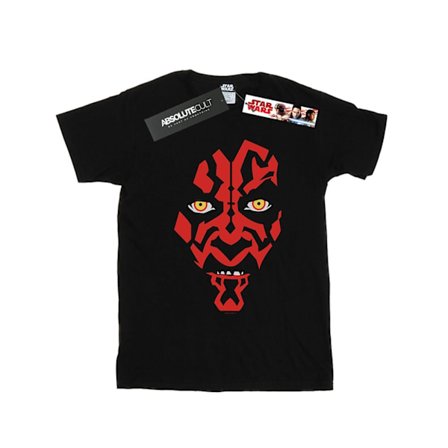 Star Wars Darth Maul ansikte bomull T-shirt för flickor 5-6 år svart