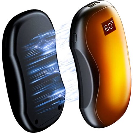 2-pack magnetiska, uppladdningsbara handvärmare, 6000 mAh, powerbank, LED-display, 3-hastighetsjustering, för utomhus/inomhus/jakt/camping
