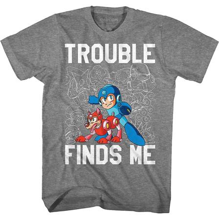 Trouble Finds Me Mega Man T-shirt L