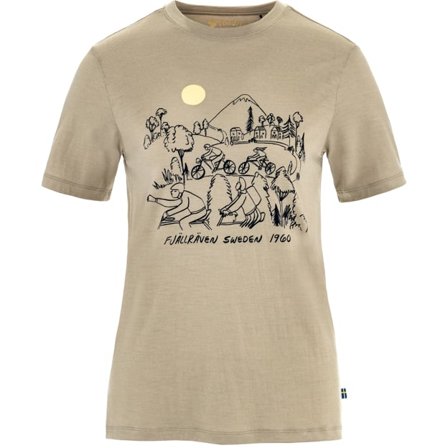 Fjällräven Women's Hoja Lugnt Wool T-Shirt in Fossil, Wolle | Size: Medium