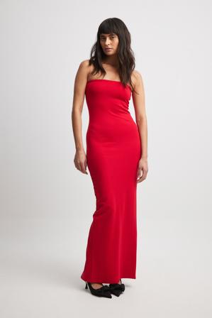 NA-KD Basic Robe tube longue en jersey - Robes moulantes - Rouge - XX-Large