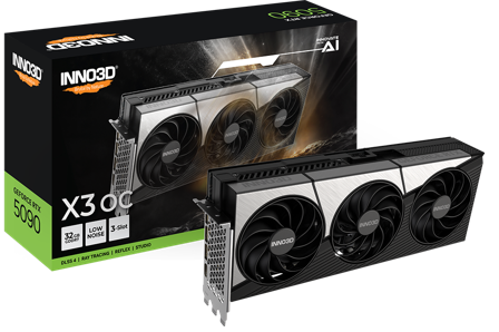 INNO3D GeForce RTX 5090 32GB X3 OC, 3x DisplayPort 2.1b, 1x HDMI 2.1b, 1000W