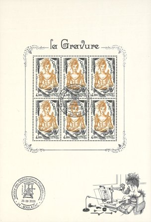Frankrig - Le Gravure - Stemplet miniark