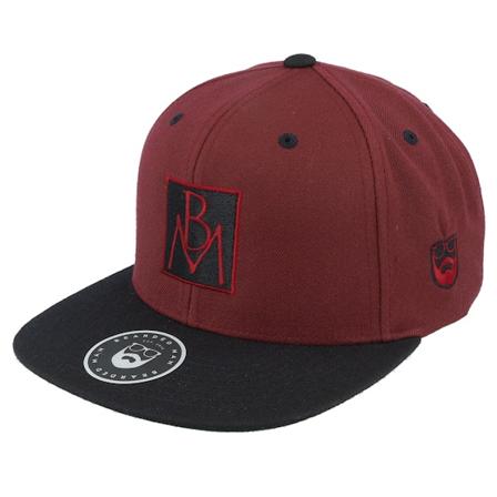 Bearded Man - Rot snapback Cap - Box Monogram Maroon/Black Snapback @ Hatstore