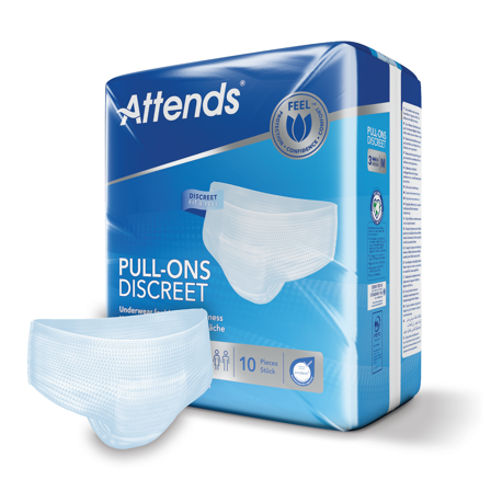 Attends Pull-Ons Discreet Underwear 3M Buksebleie, 10 stk.
