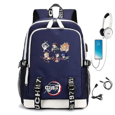 Demon Slayer USB-gränssnitt Student Ryggsäck Datorväska