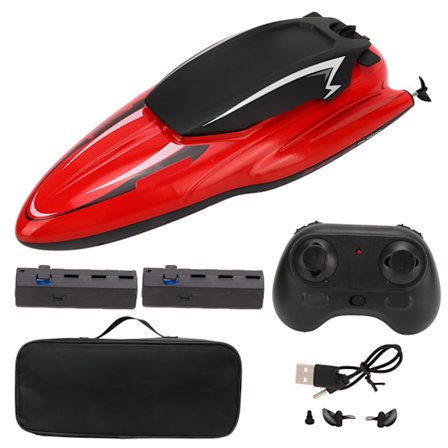 Kauko-ohjattava vene RC-laiva vedenpitävä huippunopeuden pikavene mallilelu yli 8-vuotiaille punainen 3 kpl akku