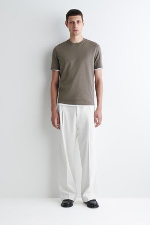 COS Slim Knitted Silk T-Shirt in Grey - Men