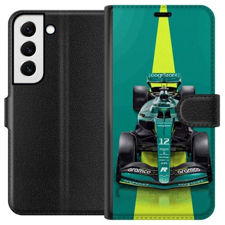 Kompatibel Tegnebogsetui til Samsung Samsung Galaxy S22 5G Aston Martin Formel 1 bil i grønt racerkoncept med moderne studiostemning