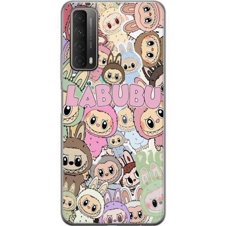 Kompatibelt Mobildeksel til Huawei P smart 2021 Rosa kawaii-komposisjon med søte tegnede karakterer og myke former