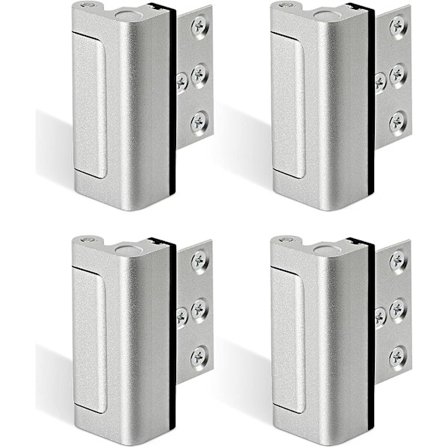 Barnsäkert hemsäkerhetsdörrförstärkningslås Set om 4, ger hög säkerhet till hemmet för att förhindra obehörigt inträde, aluminiumkonstruktionsfinish.