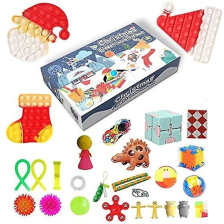 Fidget Adventskalender 2021 Julekalender 24 dagers billig Pop Bubble Sensory Fidget Toys Sett