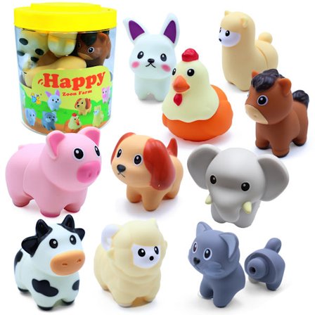 10-delars bondgårdsdjur leksaksset för barn - Pedagogiska leksaker för att utveckla finmotorik, hand-öga-koordination, färg- och djurskanning, Con[D]