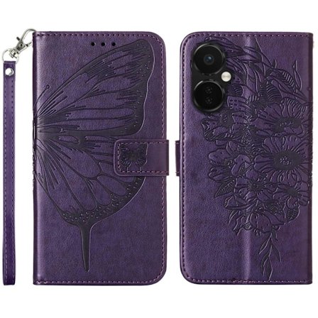 SKALO OnePlus Nord CE 3 Lite 5G Mandala Butterfly Flip Cover - Mørk lilla