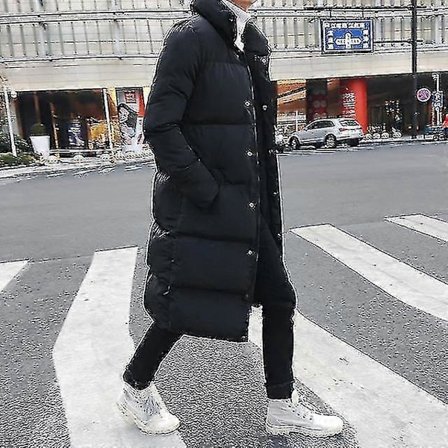 Lang dunjakke til mænd Luksus Vinter Ensfarvet Sort Parkacoat Herre Plus Størrelse 4xl Tyk Varm Slim Fit Herre Overfrakke