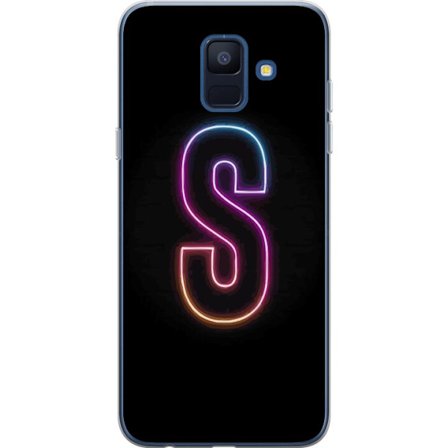 Kompatibel Mobilcover til Samsung Samsung Galaxy A6 (2018) Neonbogstav S i lyserød og blå toner mod en mørk baggrund, stilfuld bogstavkunst med ret